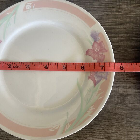 Vintage Fine Porcelain China Set Of 4 White Pink Band With Flowers Plates 7.5” - Picture 6 of 6